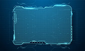 istock Futuristic fui display screen frame and information fields. The user interface of the sci-fi game interface. Design element in a modern technological style for a HUD-style game. Isolated illustration 1396864634