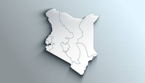 istock Modern Colorful Map of  Kenya with Provinces With Shadow 1396865289