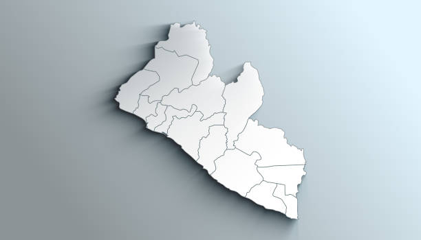 istock Modern Colorful Map of Liberia with Counties With Shadow 1396865338