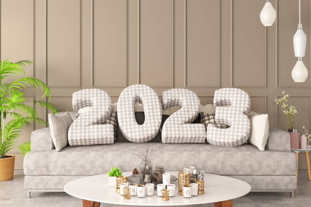 2023  Cushions with Cozy Interior stock photo