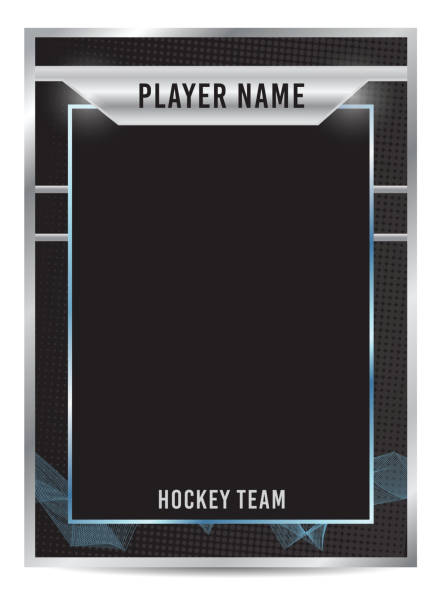 hockeyspieler sammelkartenrahmen rahmen template design - silver plater stock-grafiken, -clipart, -cartoons und -symbole