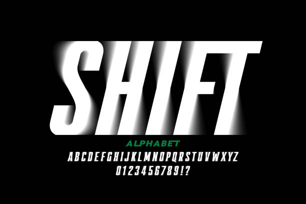 Shifted style font design vector art illustration