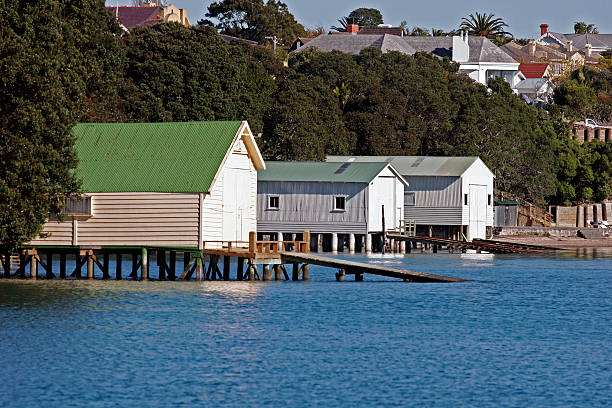 Boat sheds in Herne Bay Auckland, taken early morning.