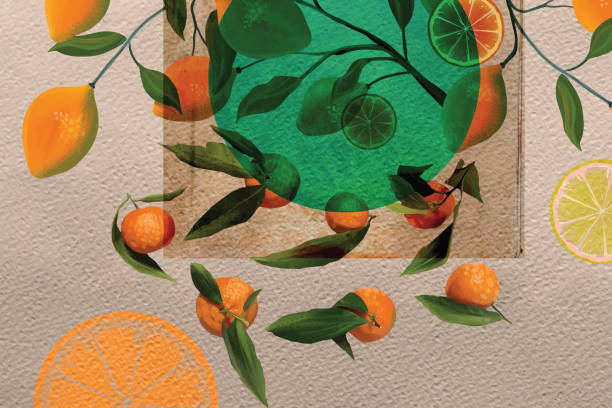 ilustrações de stock, clip art, desenhos animados e ícones de abstract fruit composition - peach dark peaches backgrounds