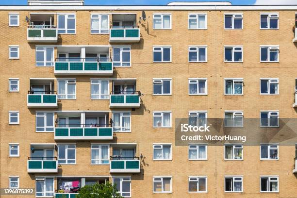 Facade Of A Council Block Cottington Close Estate In London Stock Photo - Download Image Now