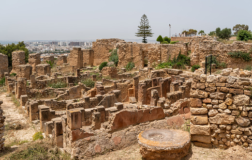 Byrsa in Carthage Tunisia. Byrsa was a walled citadel above the Phoenician harbour in ancient Carthage, Tunisia. Urban Phases of the hill of Byrsa.