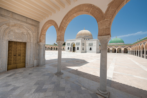 The Bourguiba mausoleum in Monastir, Tunisia. It is a monumental grave in Monastir, Tunisia, containing the remains of former president Habib Bourguiba, the father of Tunisian independence, who died on April 6, 2000