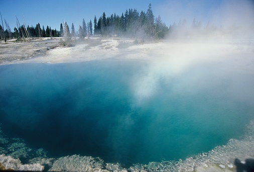 One of the many geothermal pools at Yellowstone National Park. This famous national park contains over half of the world's known geothermal features within the boundaries of its giant volcanic caldera.