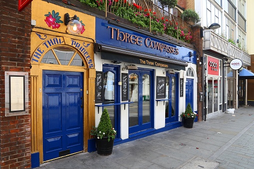 Three Compasses The Thai Princess pub in Farringdon, London. There are more than 7,000 pubs in London.