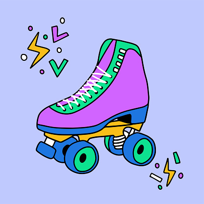 Ilustración de Patines Estéticos La Ilustración Vectorial De Dibujos Animados Está En El Fondo Púrpura Impresión Divertida Para Pegatina Póster Cuadrado Camiseta Gráfica Portada De Diario De Bala Tarjeta Nostalgia De Las Ilustración de Patines Estéticos La Ilustración Vectorial De Dibujos Animados Está En El Fondo Púrpura Impresión Divertida Para Pegatina Póster Cuadrado Camiseta Gráfica Portada De Diario De Bala Tarjeta Nostalgia De Las
