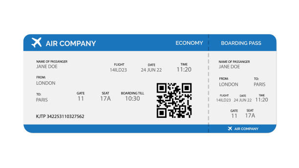 白い背景に分離された搭乗券テンプレート。 - 飛行機の搭乗券点のイラスト素材／クリップアート素材／マンガ素材／アイコン素材