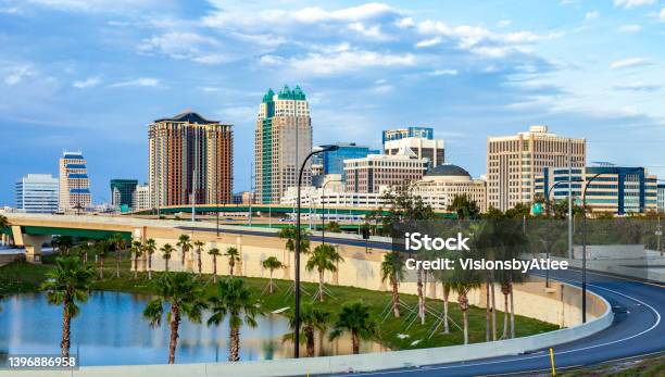 Early Morning View Of The Orlando Florida Skyline Stock Photo - Download Image Now - Orlando - Florida, Florida - US State, Downtown District