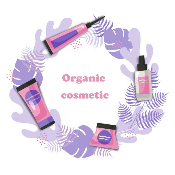 istock Organic cosmetic. Flourish laurel wreaths. Vector illustration. Very peri color. 1396887606