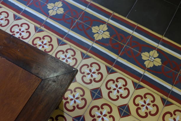 istock Classic tiles with decorative flower images 1396887623