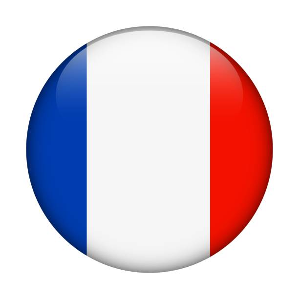 istock France National flag. Vector icon. Glass button for web, app, ui. Glossy banner. 1396890265