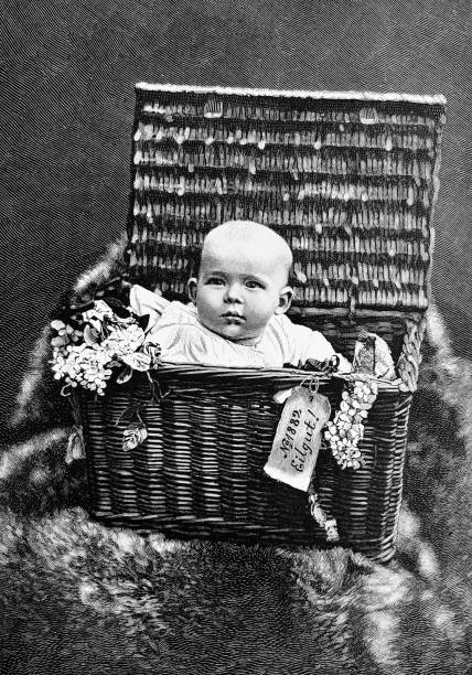 istock Happy new year, baby in a picnic basket 1396890694