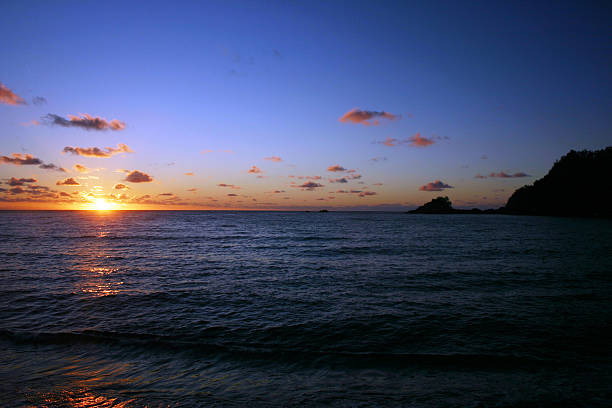 Nascer do sol, Hana, Maui, havaí - fotografia de stock