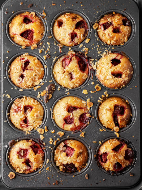 Strawberry Muffins, Baking Cupcakes, Muffins close-up in a baking dish, Cupcakes in Box
