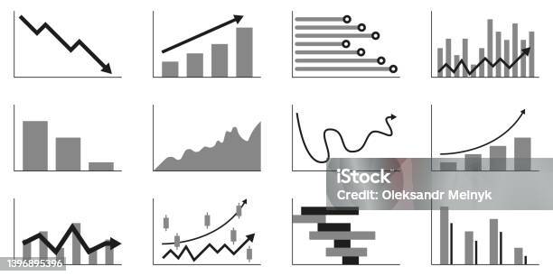 5 Chart Vector Vector Charts And Graphs Set Stock Illustration - Download Image Now ...