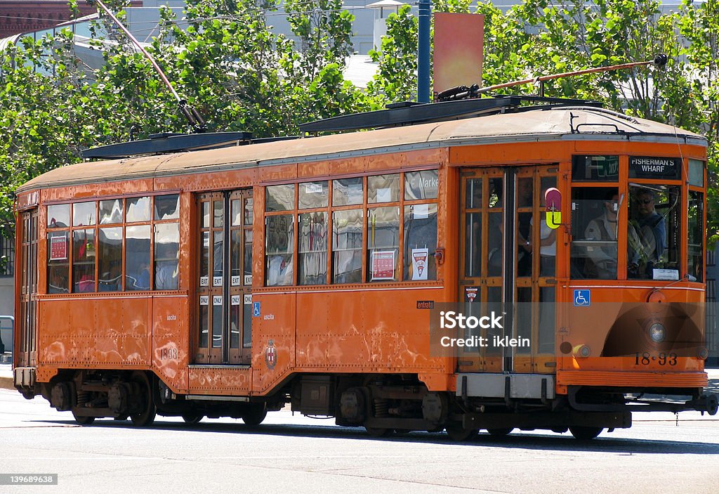 Historische Straßenbahn (Orange - Lizenzfrei Altertümlich Stock-Foto