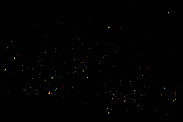 istock Abstract color splash illustration on black background. Colorful confetti on black background. Calligraphy ink drop on paper random pattern background in color. 1396897886