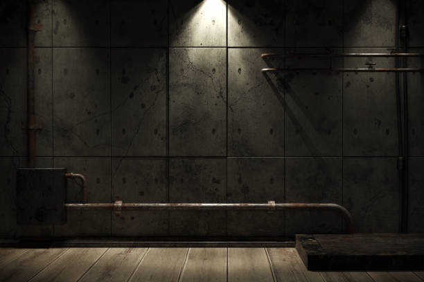 Grunge abstract room with urban metallic background. 3d rendering