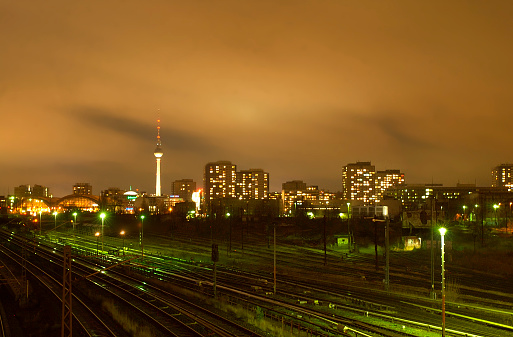 A strange mood covers the skyline of Eastern-Berlin, when we took this photo on full-moon-time.