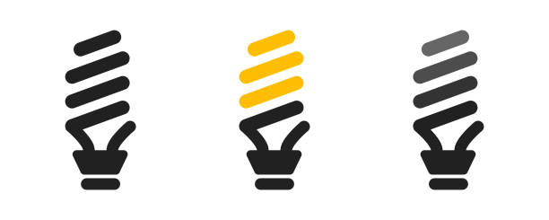 illustrations, cliparts, dessins animés et icônes de icône d’ampoule. symbole de lampe d’idée. jeu d’icônes d’ampoule. - ampoule à basse consommation