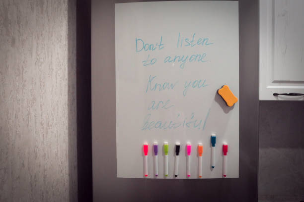 istock text on the fridge know you are very beautiful 1396909609