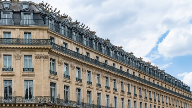 Paris, beautiful building avenue de l’Opera Paris, beautiful building avenue de l’Opera, in a luxury area in the center place de lopera stock pictures, royalty-free photos & images