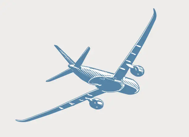 Vector illustration of Commercial airplane flying