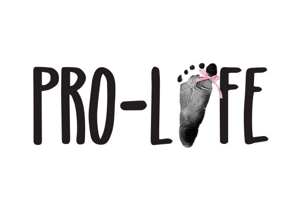 Pro-Life Text with Baby Footprint stock photo