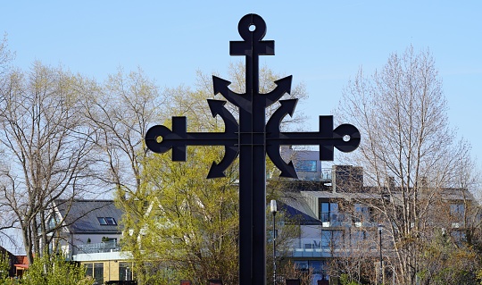 Catholic black cross made of sea anchors