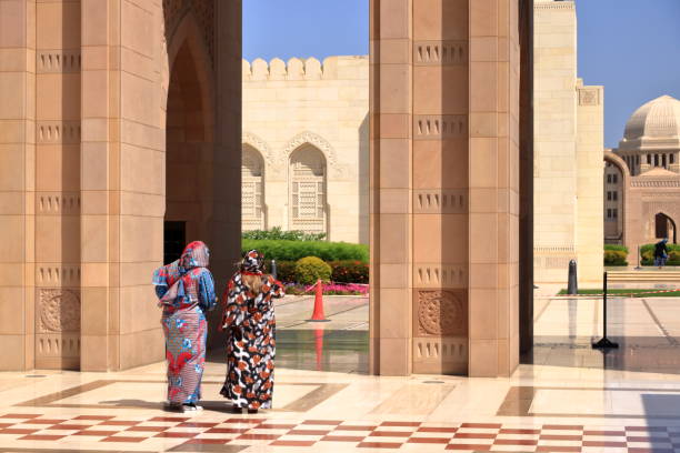 March 16 2022 - Muscat, Oman: Peaople visit Sultan Qaboos Grand Mosque