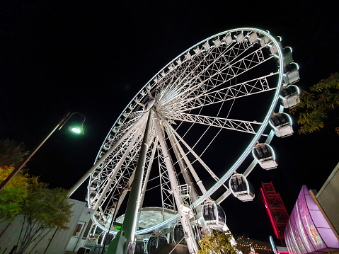 Luna Park Amusement Park illuminated at night