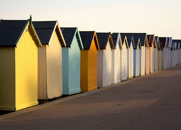 Beach Huts in a Row stock photo