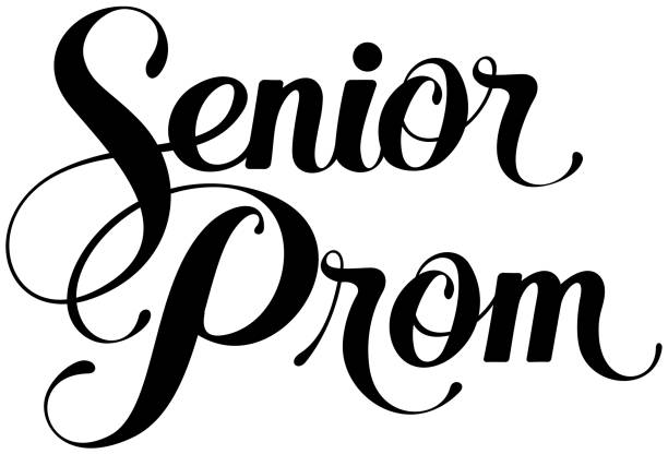 illustrazioni stock, clip art, cartoni animati e icone di tendenza di senior prom - testo calligrafico personalizzato - ballo di fine anno scolastico