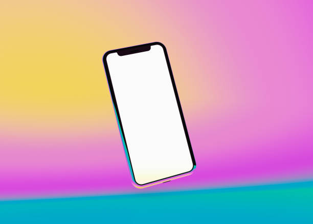 istock Smartphone mock up on colorful background 1396919399