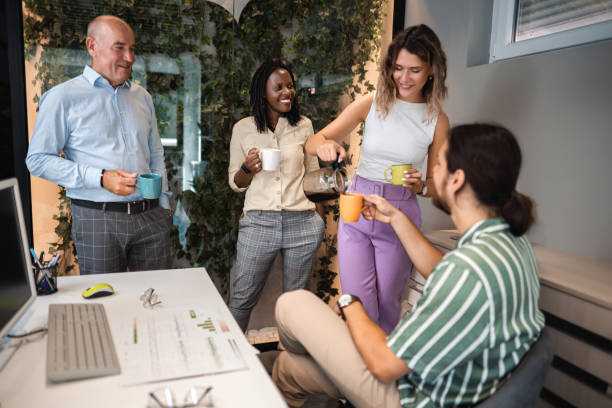 istock Business people taking coffee break 1396919701