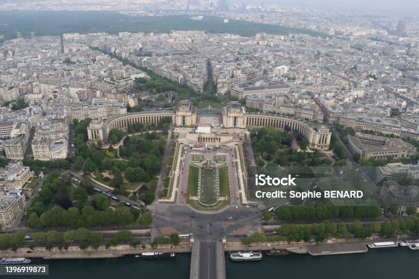 Aerial View On Paris Stock Photo - Download Image Now - Eiffel Tower - Paris, High Angle View, Aerial View