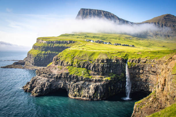 istock waterfall in Gasadalur on Faroe Islands 1396920405