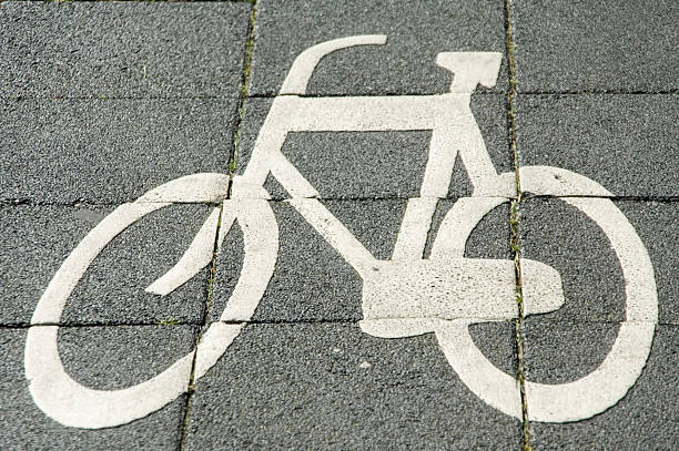 Bicycle lane in Holland stock photo