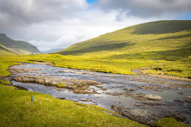 istock landscape with river on Faeroe Islands 1396921808