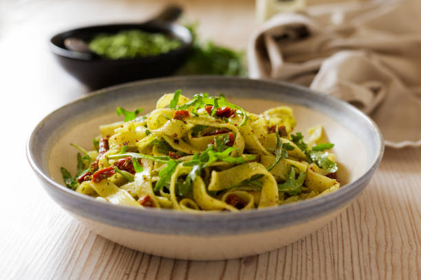 istock Healthy tagliatelle with Vegan rocket pesto 1396921958
