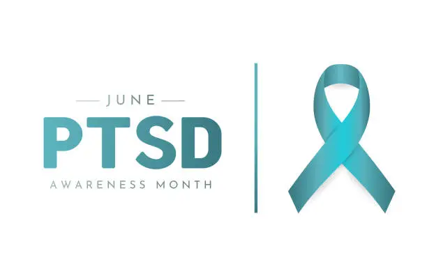 Vector illustration of Ptsd Awareness Month card, June. Vector