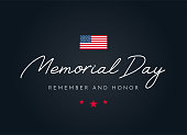 Happy Memorial Day poster, background. Remember and honor. Vector