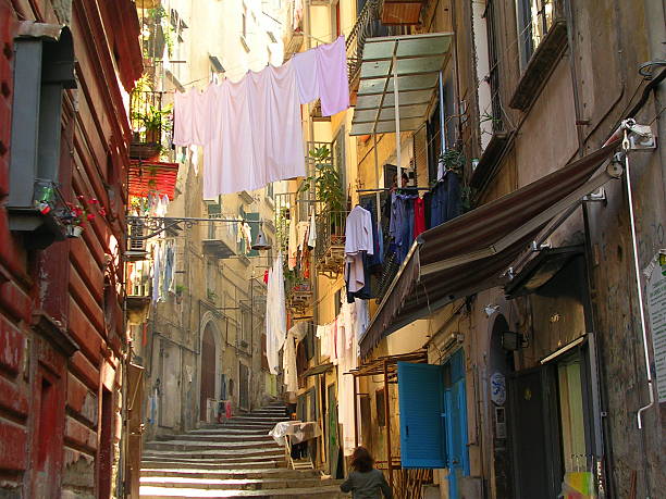 Laundry in Naples Typical neighborhood in Naples. naples italy photos stock pictures, royalty-free photos & images