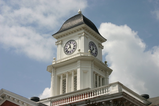 Clock tower of the Washington County Courthouse in Jonesboro, TN