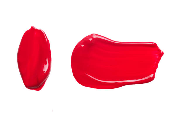 istock Smudged red lipstick isolated on white background 1396925762