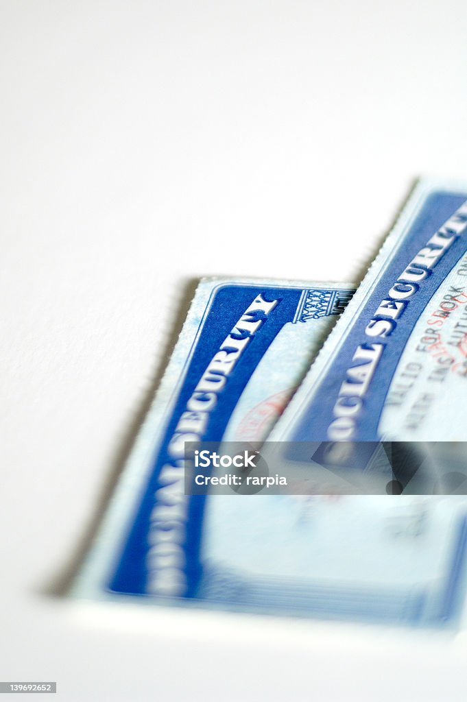 Social Security cards United States Social Security cards over white background Social Security Card Stock Photo